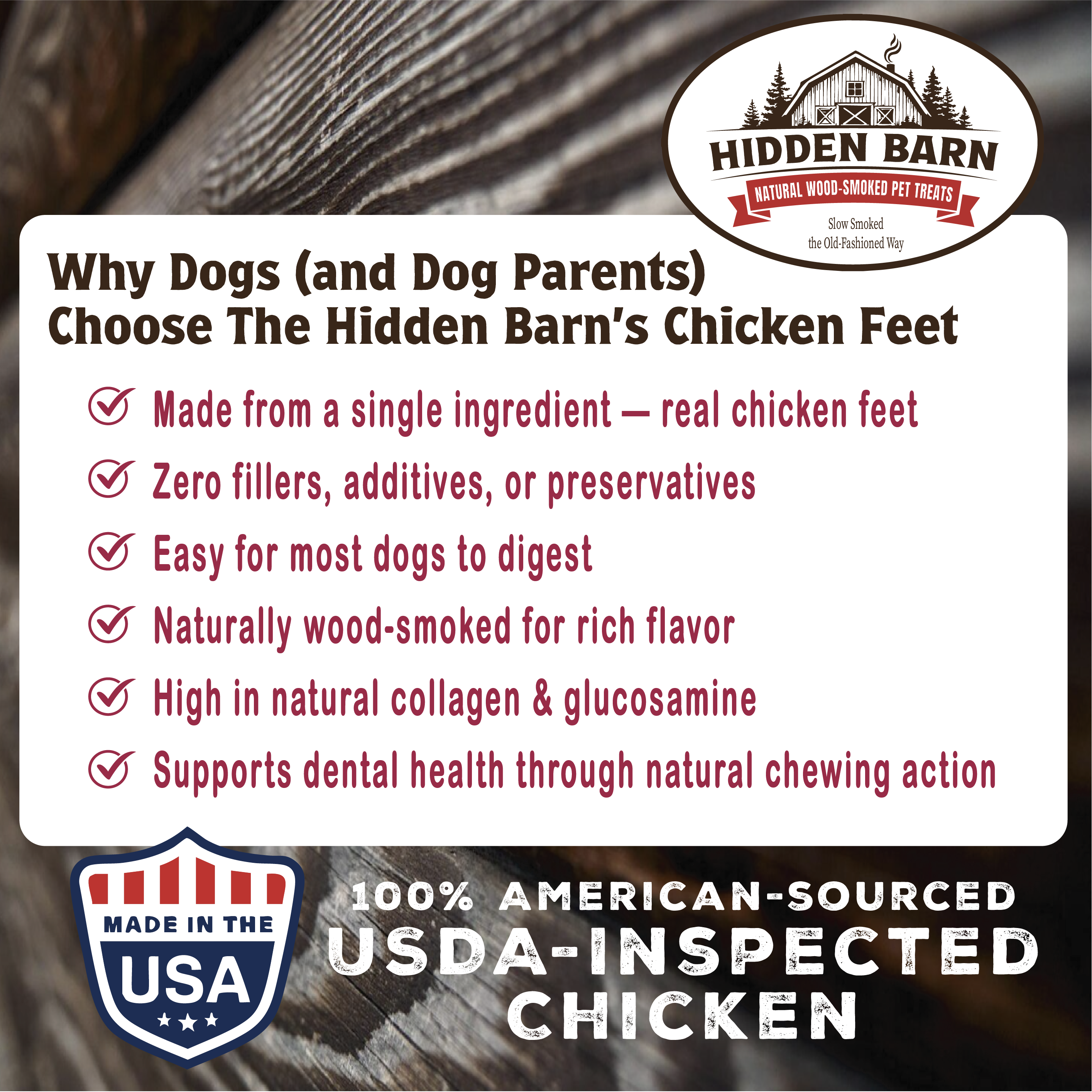 All-Natural Wood-Smoked & Slowly Dried Smoked Chicken Feet